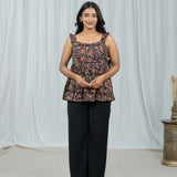 Autumn Kalamkari Frilled Top