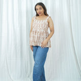 Terracotta Ikat Frilled Top