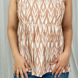 Terracotta Ikat Frilled Top