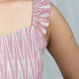 Salmon Ikat Frilled Top