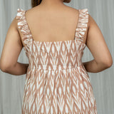 Terracotta Ikat Frilled Top