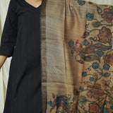 Pen Kalamkari Tusser Silk Duppata - Beige