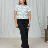 Mint Weave Ikat Crop Top