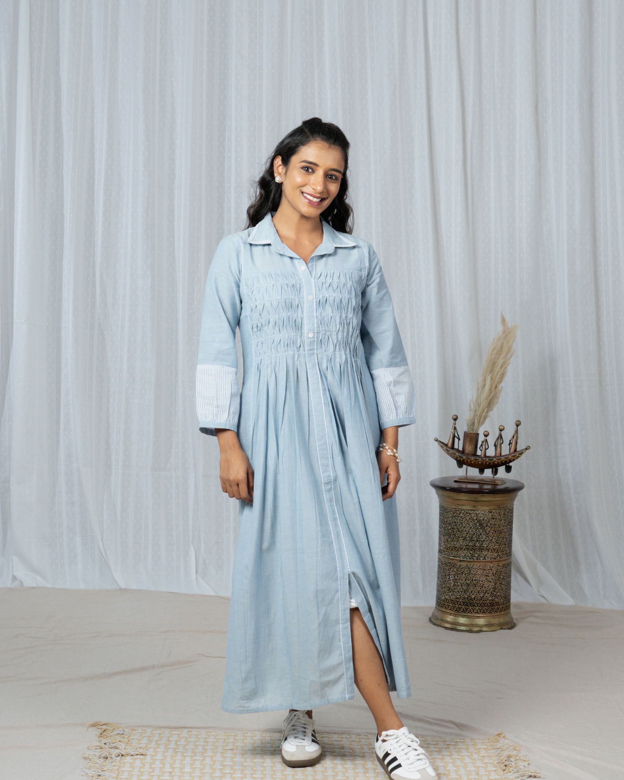 south cotton dress South Cotton Blue Dress Darzigiri