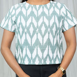 Mint Weave Ikat Crop Top