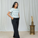 Mint Weave Ikat Crop Top