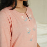 Peach Blossom South Cotton Embroidery Kurta