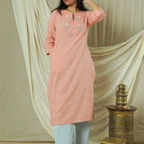 Peach Blossom South Cotton Embroidery Kurta