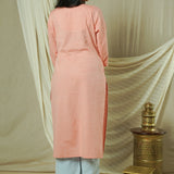 Peach Blossom South Cotton Embroidery Kurta