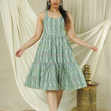Leaf Whisper Ikkat Dress