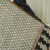 Block Printed Kalamkari Cotton Silk Duppata - Beige