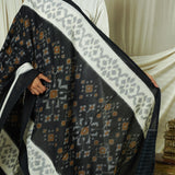 Hand Woven Double Ikkat Cotton Duppata - Black