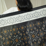 Hand Woven Double Ikkat Cotton Duppata - Black