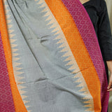 Hand Woven Double Ikkat Cotton Duppata - Grey