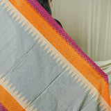 Hand Woven Double Ikkat Cotton Duppata - Grey